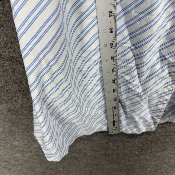 Express Wrap Dress Women 5/6 Blue Striped Midi Collared Belted Tie Up Sleeveless - Picture 5 of 6